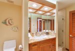 Getting ready in the morning is a breeze in this full guest bathroom